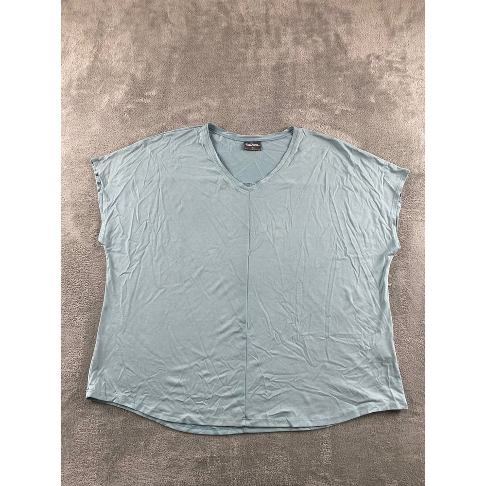 32 Degrees Cool Womens XXL Light Blue V-Neck Short Sleeve Relaxed T-Shirt Top